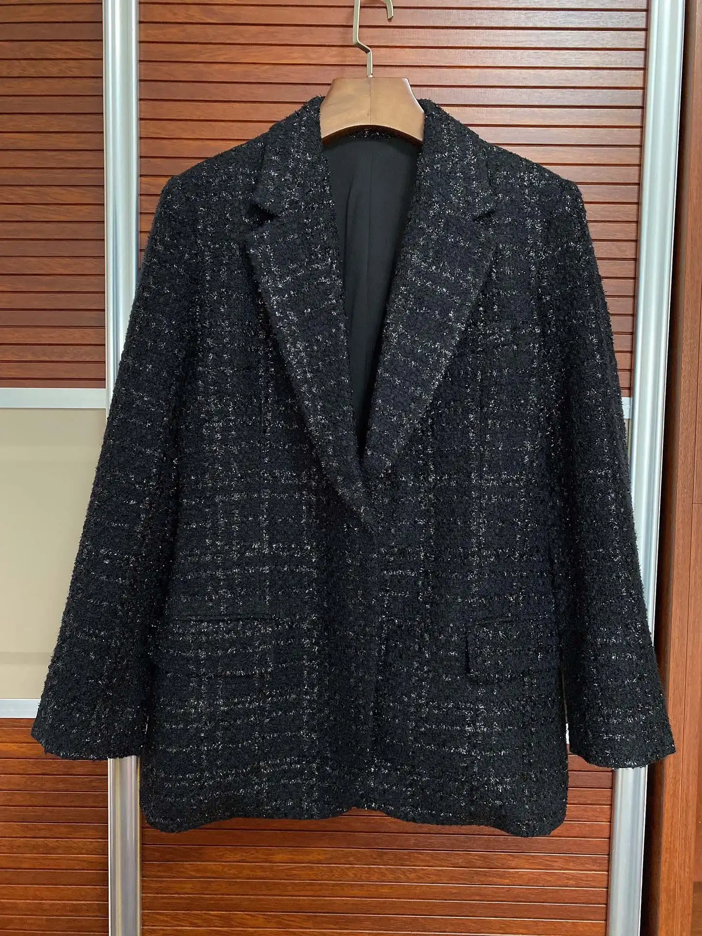 

high women 2021 new quality fashion long sleeve lapel check wool suit 0326