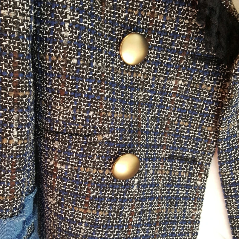 TWOTWINSTYLE клетчатый лоскутный блейзер с кисточками для женщин Зубчатый