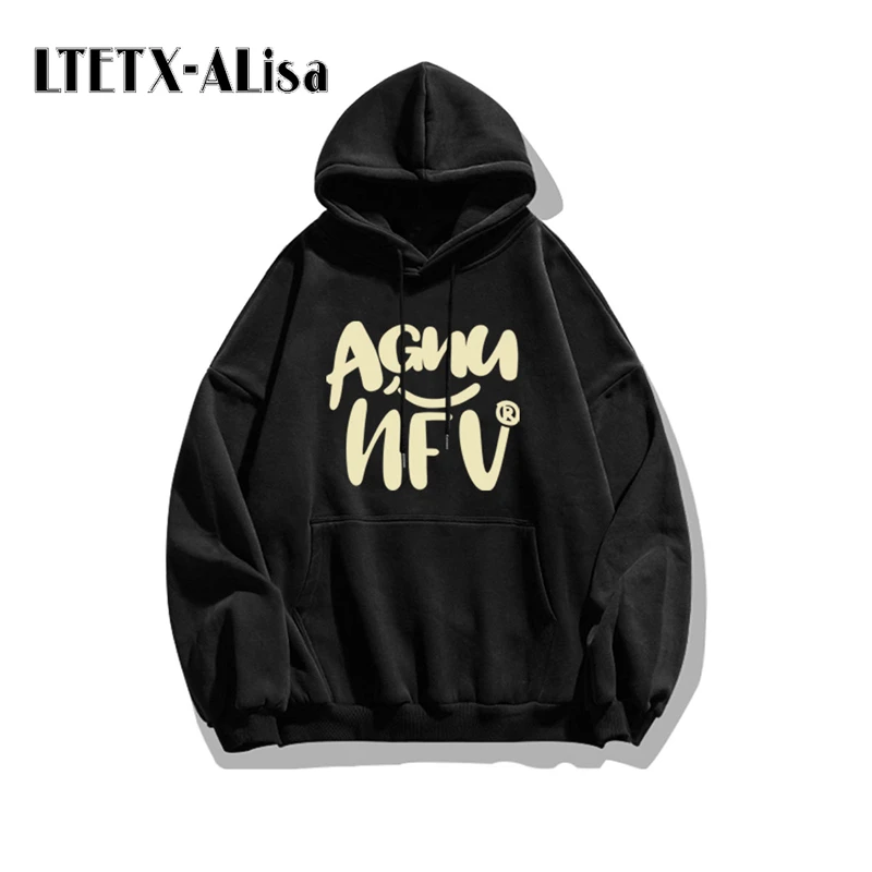 LTETX-ALisa Winter Men's hoodies printed letter sweater women korean fashion streetwear thickened wild couple Blouses Pullover
