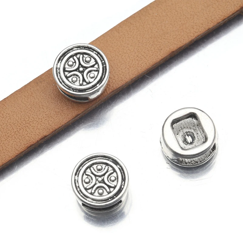 Круглые бусины-разделители из тибетского серебра 20 шт./лот для плоского кожаного