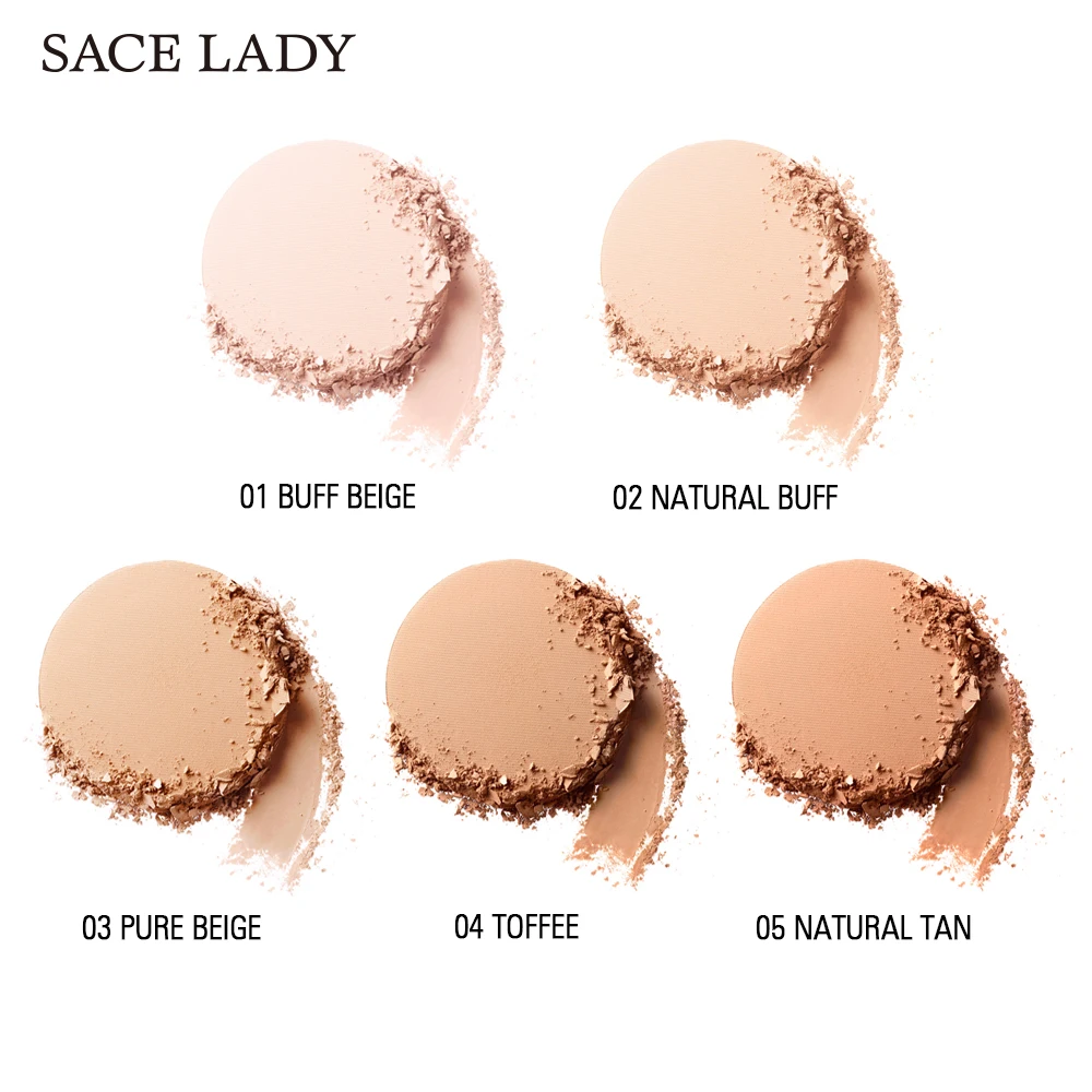 SACE LADY Compact Powder Oil Control Matte Makeup Setting Pressed Pores Invisible Mate Make Up Natural Finish Cosmetics |