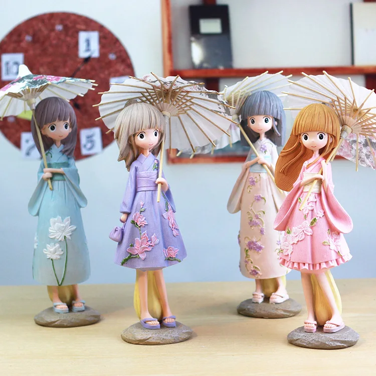 Красивая девушка из смолы в японском стиле кукла для домашнего декора или