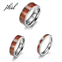jhsl wood pattarn simple men rings fashion jewelry gift high polishing top quality stainless steel us size 6 7 8 9 10 11 12