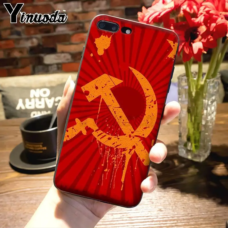 Yinuoda, раскрашенный чехол для телефона с флагом гранж СССР, для iPhone 7plus X XS MAX XR 6S 7 8 8Plus 5 5S 11 11pro max - Цвет: 10