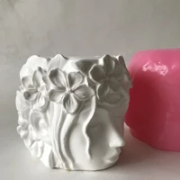 girl with wreath silicone mold for handmade desktop decoration gypsum epoxy resin pen holder flower pot micro landscape mould