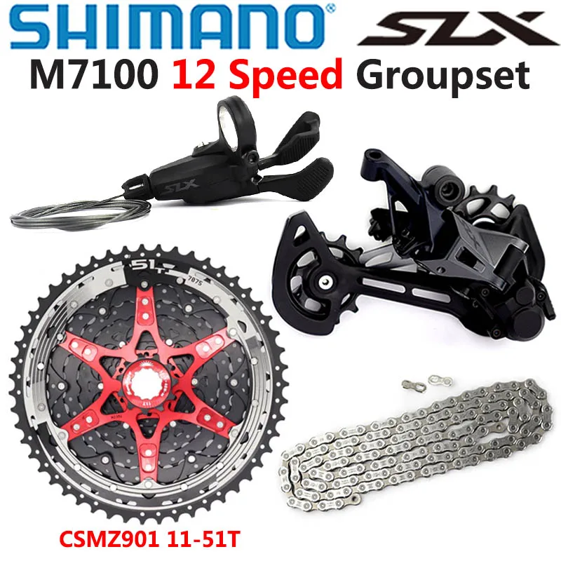 

Набор для горного велосипеда SHIMANO SLX M7100, 12 Скоростей, SL + RD + CSMZ901 + CN 11-51T, кассета звездочек, переключатель передач, задний переключатель переда...
