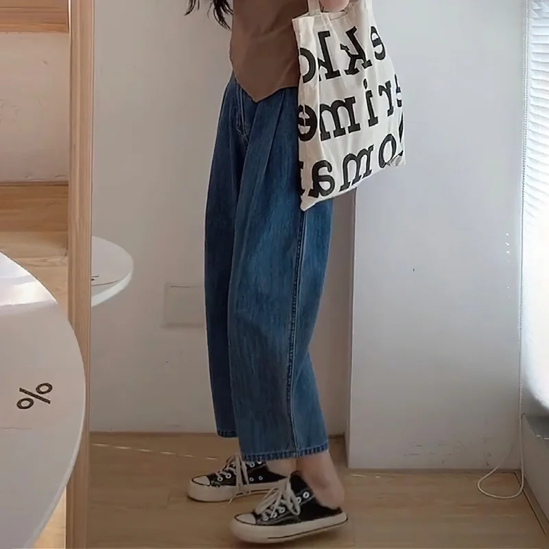 

2021 New Pants High Waist Banana Wide Leg Pants Jeans Loose Straight Cropped Show Thin Women's Summer Thin Style