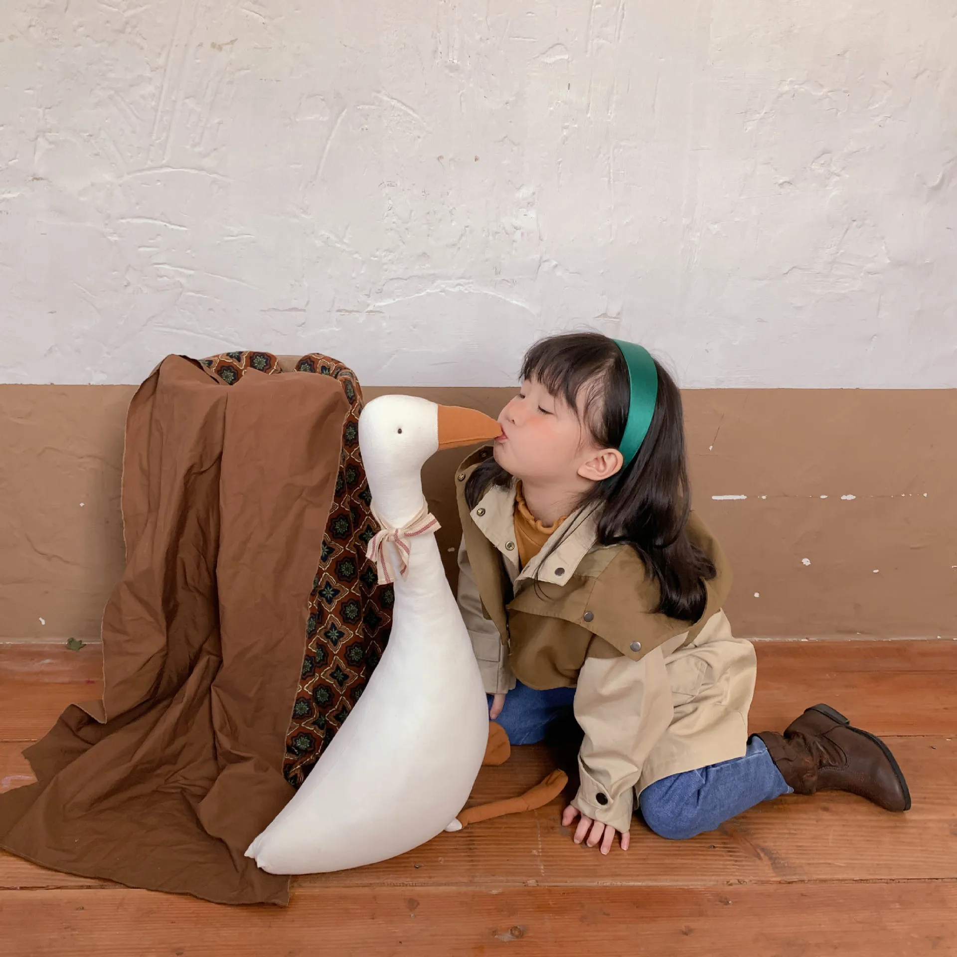 

Fall 2021 New Korean Style Girls' Two-Piece Dress Contrast Color Windbreaker Hooded Detachable Suit