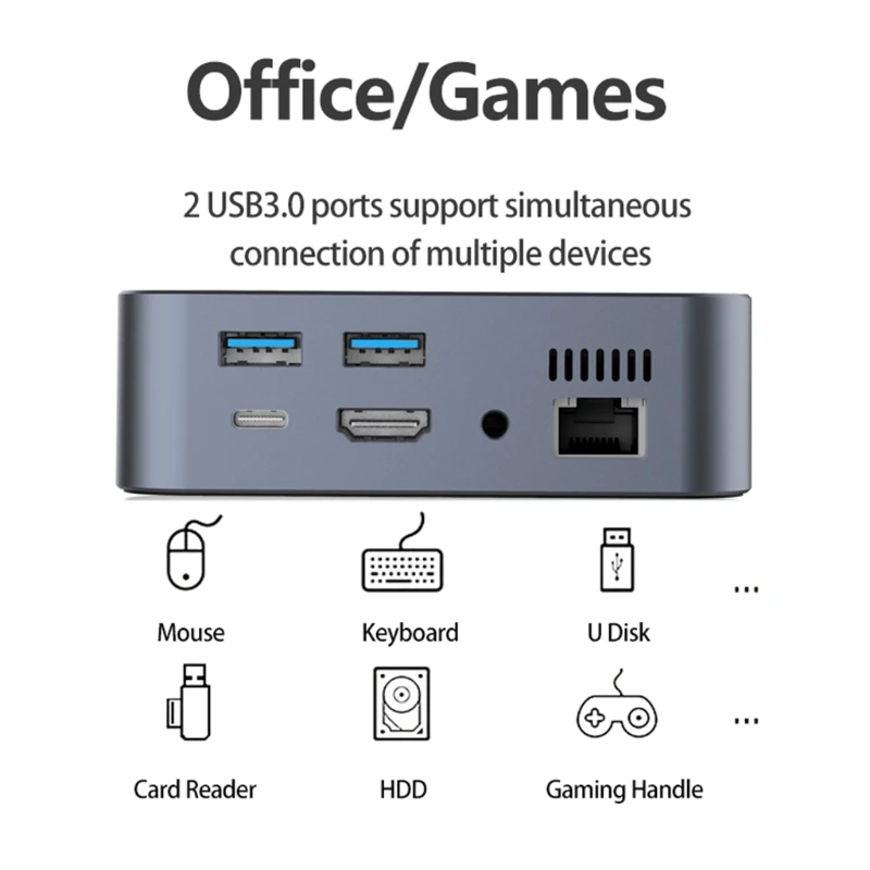 

Новинка 2021, док-станция для ноутбука, смартфона, диагональ экрана 9 в 1, (Φ + USBx2 + PD + RJ45 + AUDIO + VGA + SD/TF)