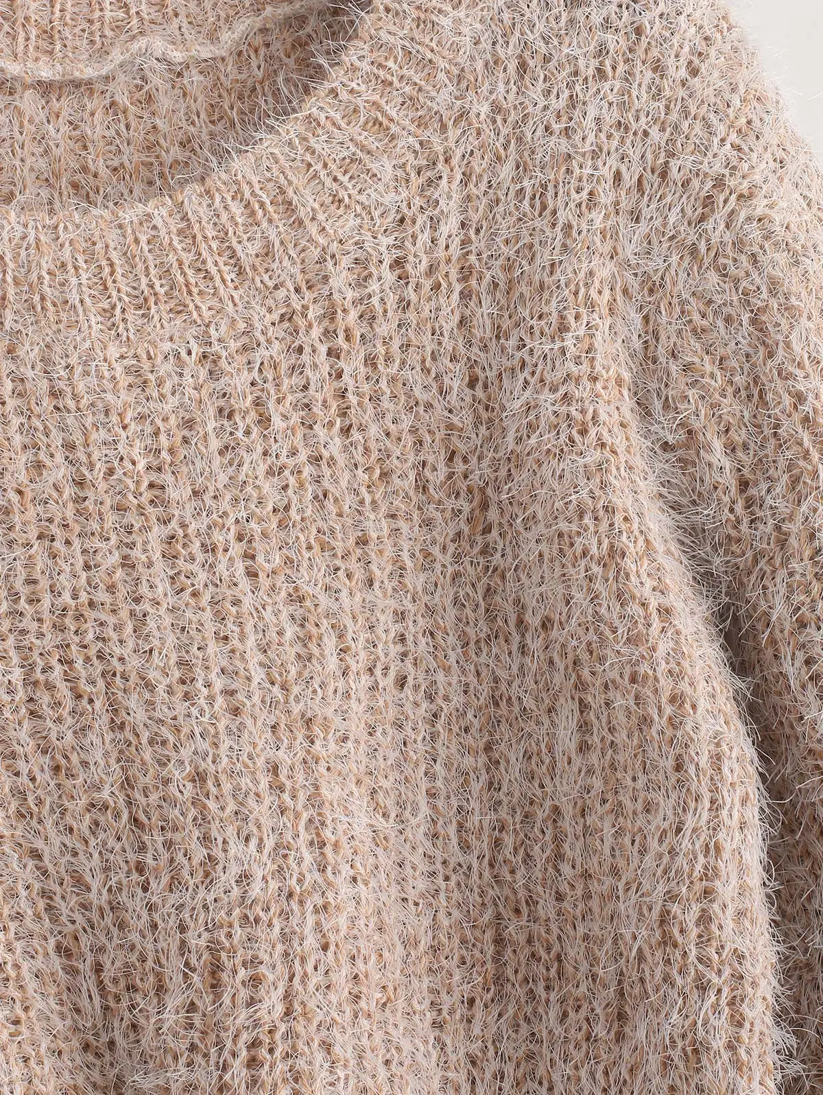 ZAFUL Pullover Fuzzy Heathered Sweater Fluffy Faux Fur Short Round Neck Elastic Daily Women Autumn Winter Pullovers Tops | Женская