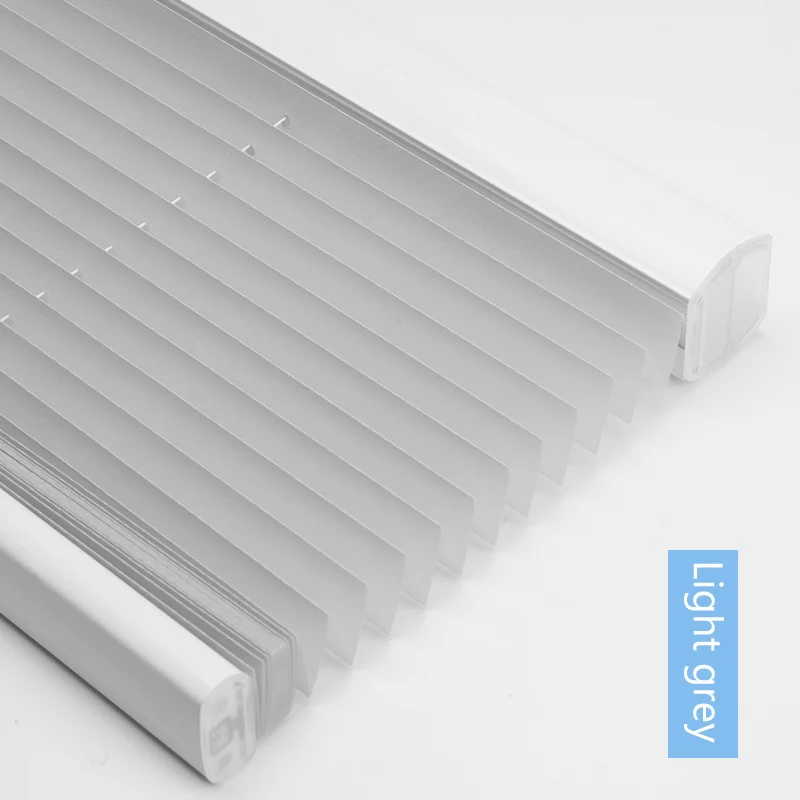 Light grey Легкий подъёмный беспроводной плиссированный светильник для жалюзи, фильтрующий клетчатый оттенок, плиссированный оконный оттенок, белый/бежевый/серый - Color: Light grey