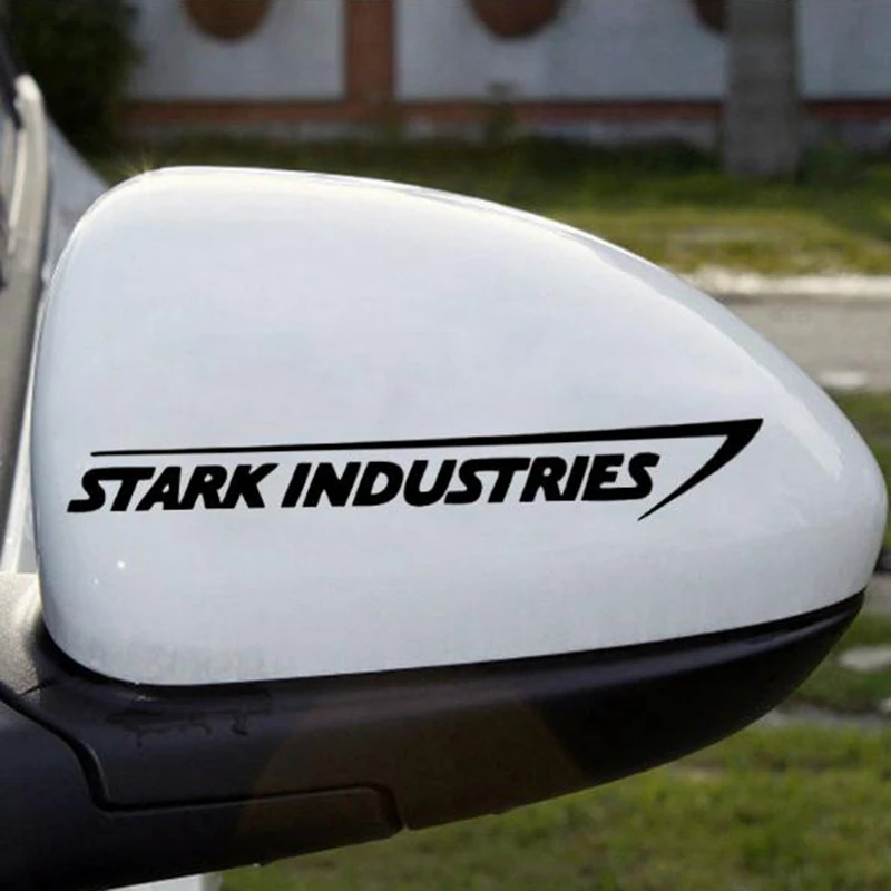 2 шт., наклейки Stark Industries для автомобиля, спорта, гонок, тела, полосы, виниловые наклейки, черные, белые, для автомобиля, внешнее украшение, легко использовать
