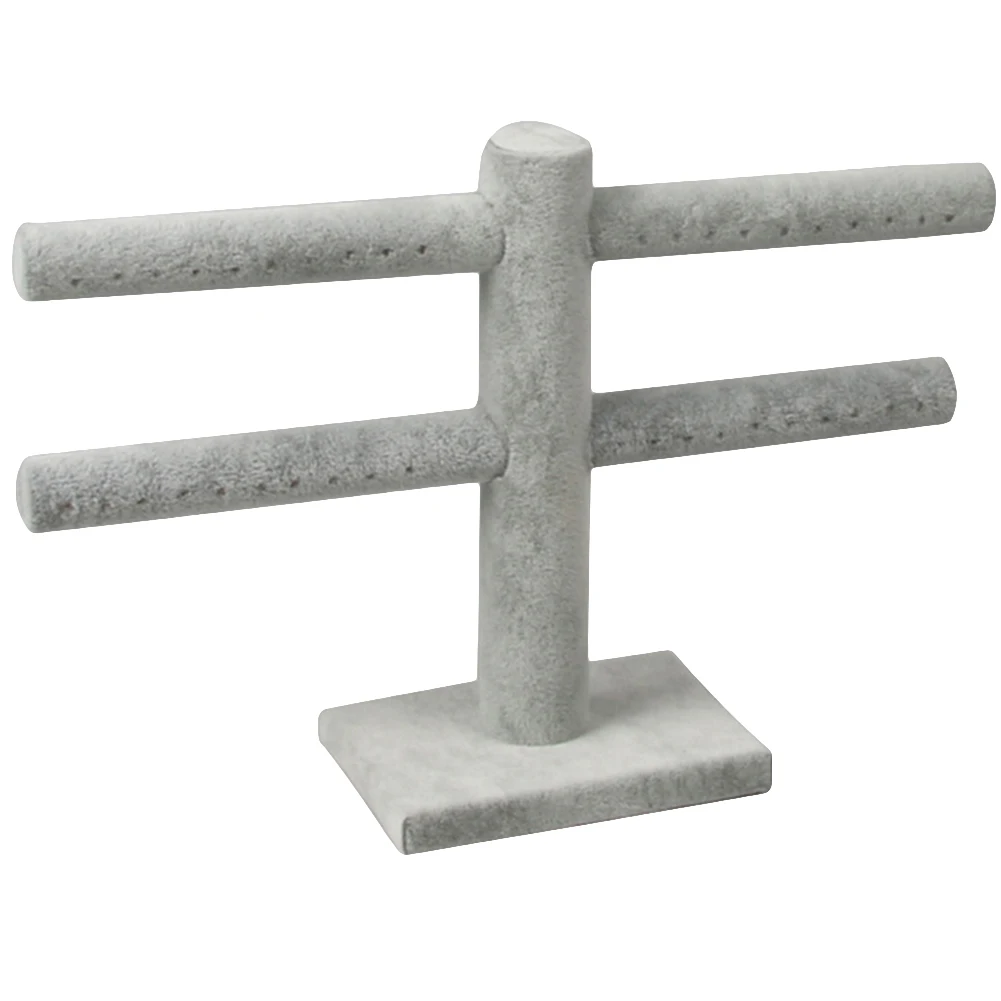 2-уровневая Т-образная бархатная Подставка для ювелирных изделий витрина