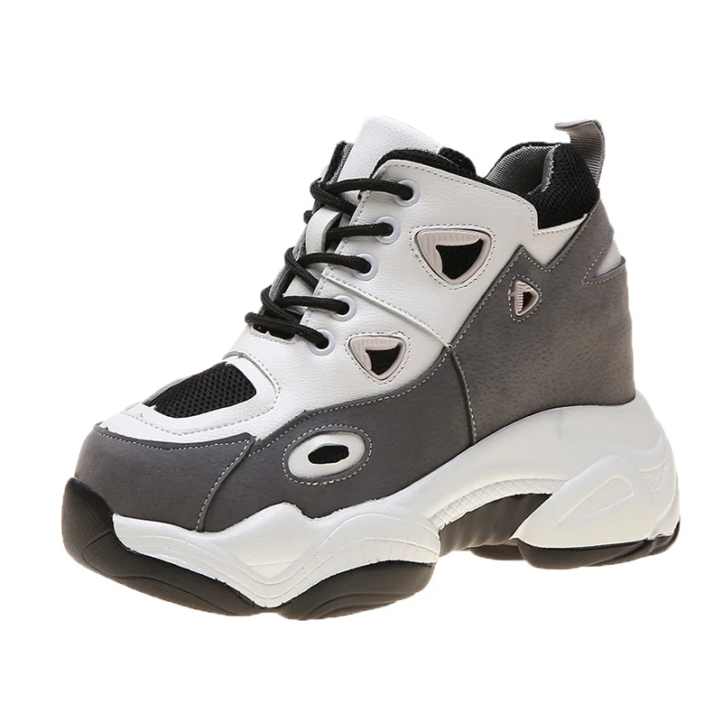 Новинка 2020 года Женская повседневная обувь на платформе Дышащая кожаная