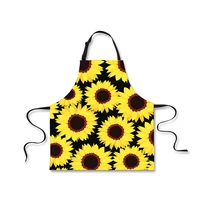 cute sunflowers pattern women long adjustable aprons kitchen bbq work aprons oil proof woman waist apron catering chef apron