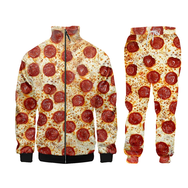 Мужские вечерние ные штаны CJLM с забавным 3d принтом пиццы на молнии капюшоном зиму