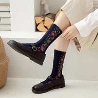 ladies flower socks european and american ethnic embroidered cotton sock autumn and winter warm cute floral socks women 20010201