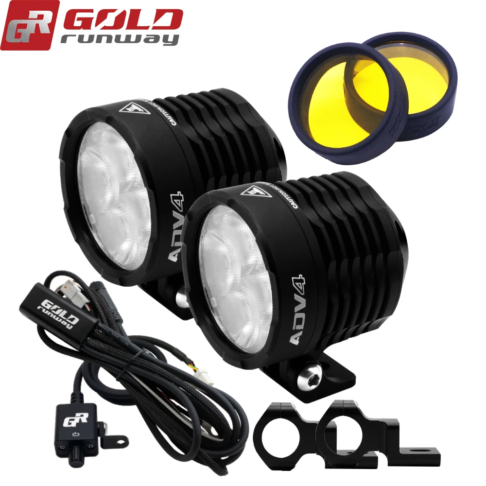 Золотой подиумный Новый ADV4 мотоцикл фары 32W 3600LM 6000K светодиодный чип прожектор| |