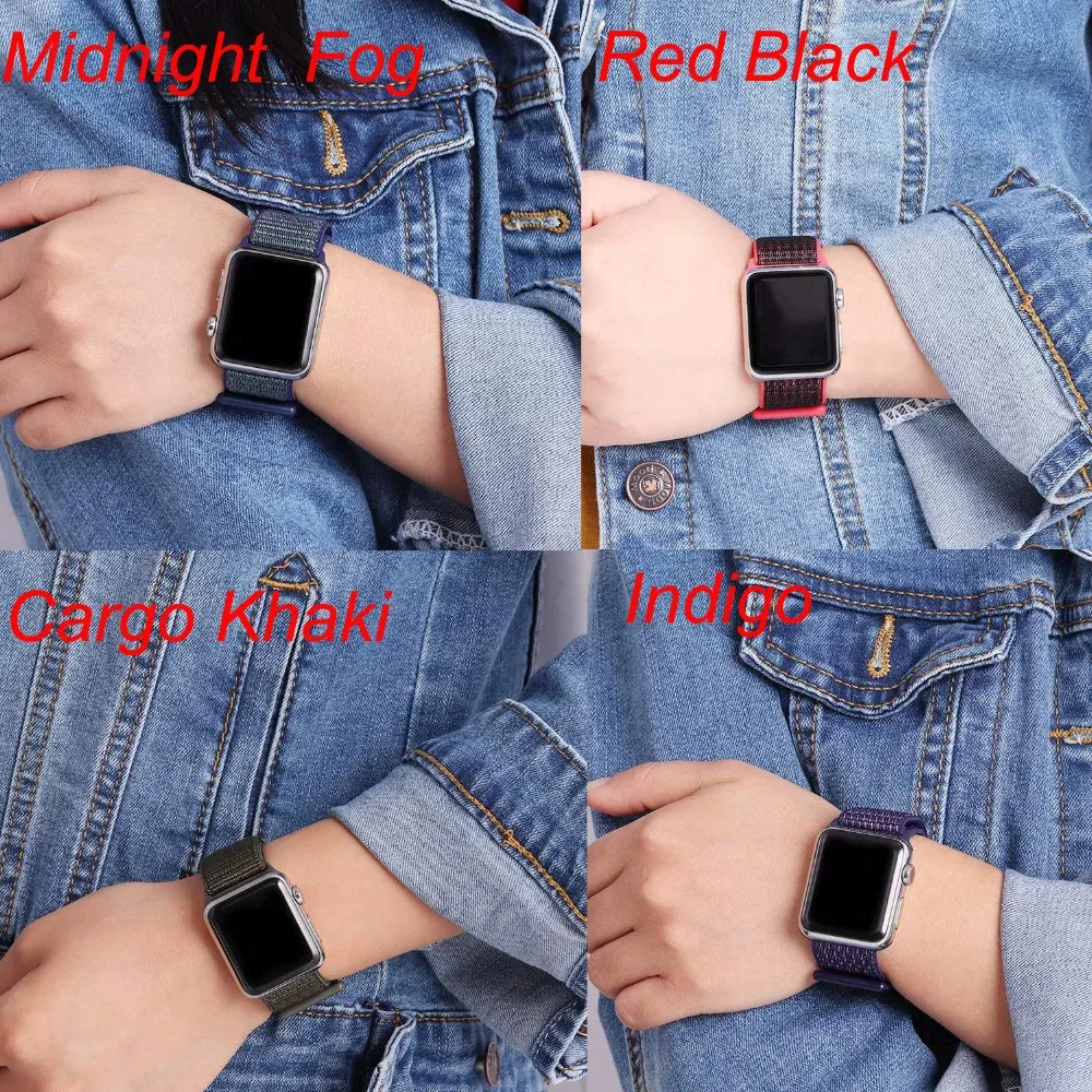 Спортивные петли для наручных часов Apple Watch, версии 44/42/40/38 мм 5/4/3/2/1 нейлоновый ремешок для наручных часов браслет ремешок с крючками и петлями застежка