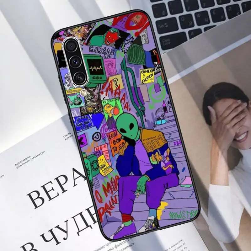 

Cartoon alien space Phone Case For Samsung Galaxy A51 A52 A71 A50 A12 A72 A21s A70 Note 20 10 S21 S20 fe S10 ultra plus
