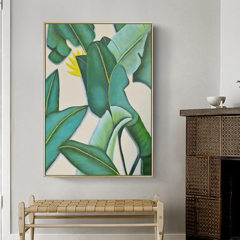 

Model Room Paintings Wall Decor Banana Tree Landscape Decorative Painting Library Hanging Painting Handmade Oil Painting