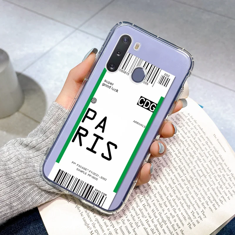 

Air Ticket Phone Case For Samsung Galaxy A31 A32 A12 A02 A41 A51 A71 City QR Code Clear Soft Coque Purple Fundas Samsung A32