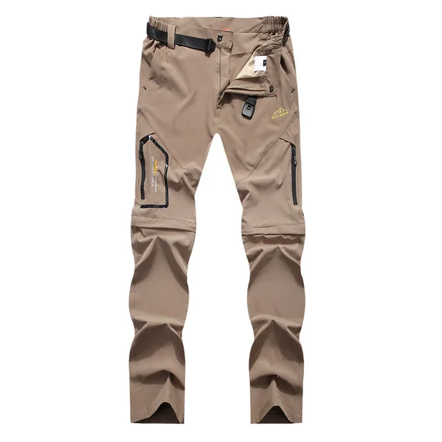 JACKSANQI Men's Summer Quick Dry Hiking Removable Pants Outdoor Sports Man Camping Fishing Climbing Trekking Male Trousers RA345 - Цвет: Khaki