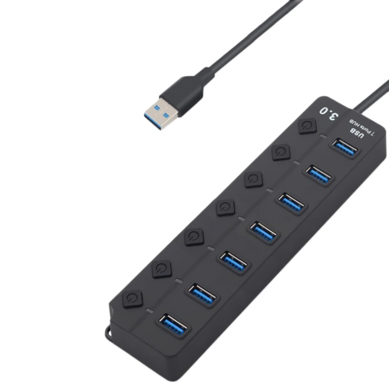 Usb хаб 3 0 высокоскоростной 5 Гбит/с 7 портов многоразветвитель адаптер вкл/выкл
