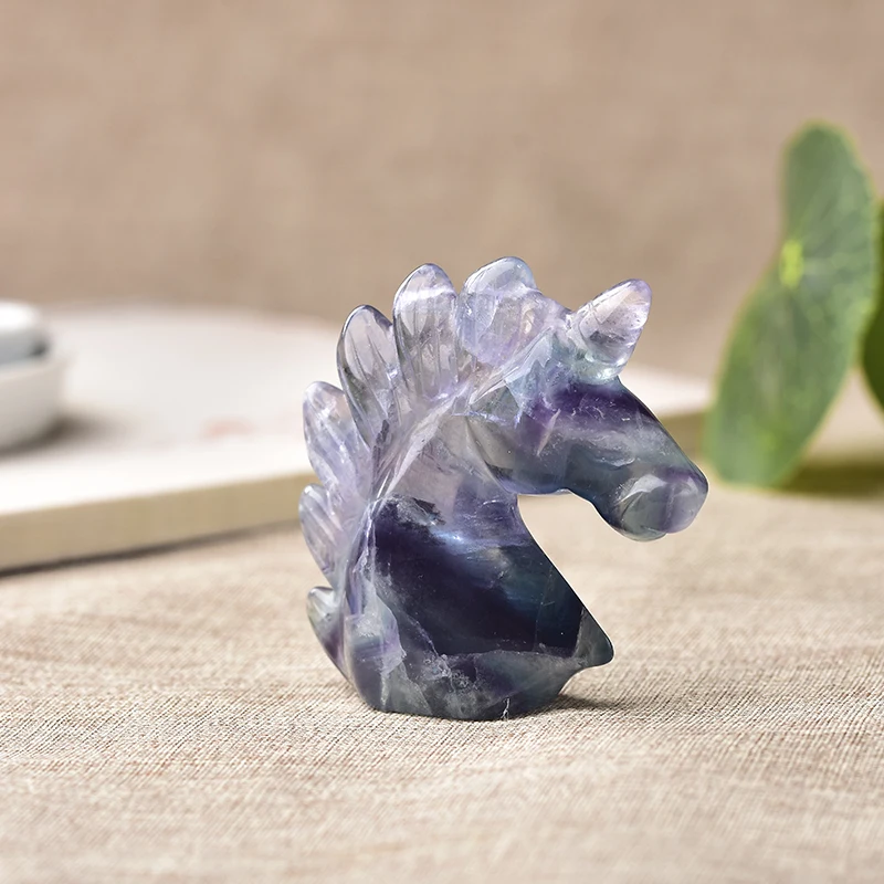 Природный кристалл ручная гравировка флюорит Единорог Искусственный