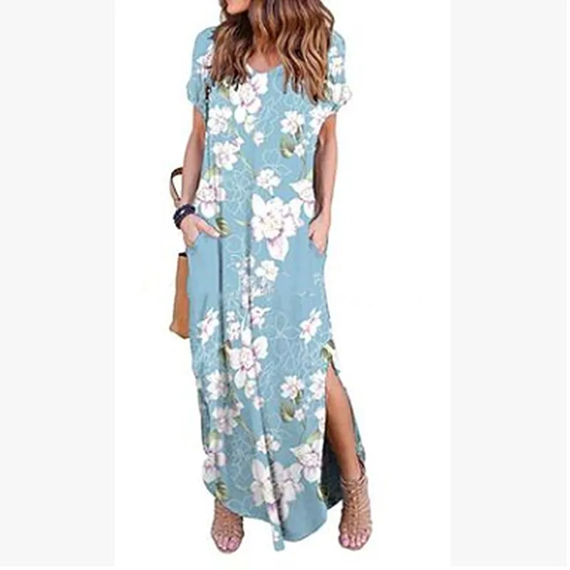 

Женское Хлопковое платье с коротким рукавом и V-образным вырезом