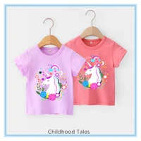 summer cute cartoon childrens tops printed short sleeved sports fashionable cotton girls t shirts