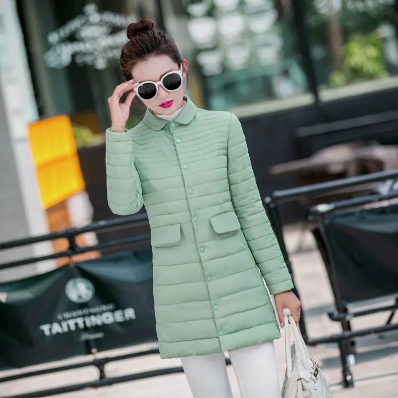 

Women 2020 Winter New Slim Korean Style Casual Down Cotton Coat Female Long Striped Parkas Ladies Oversized Thin Jackets L34