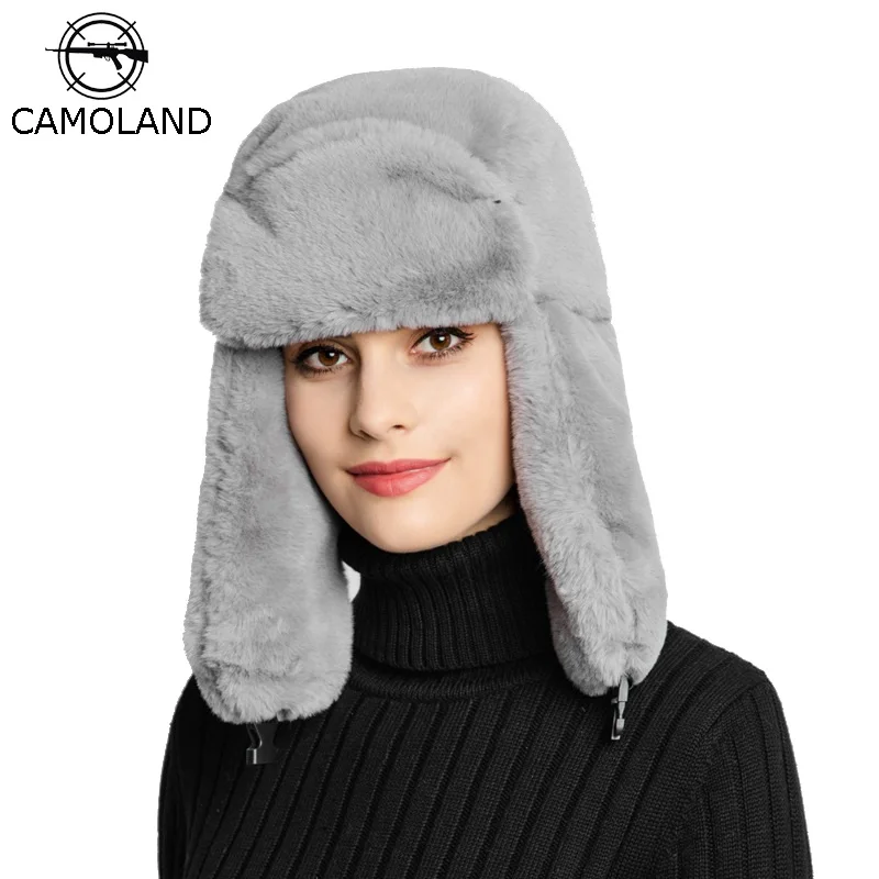 CAMOLAND теплые женские шапки ушанки из искусственного меха зимняя Русская Шапка