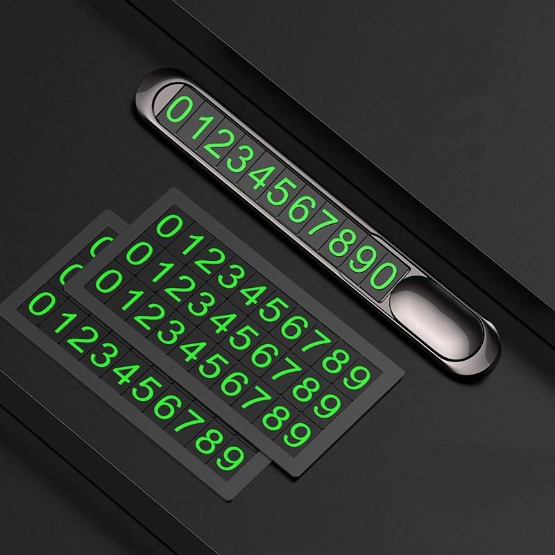 

Car Styling Temporary Parking Permit Metal Alloy Texture Car Telephone Number Plate Telephone Number Plate Car Sticker