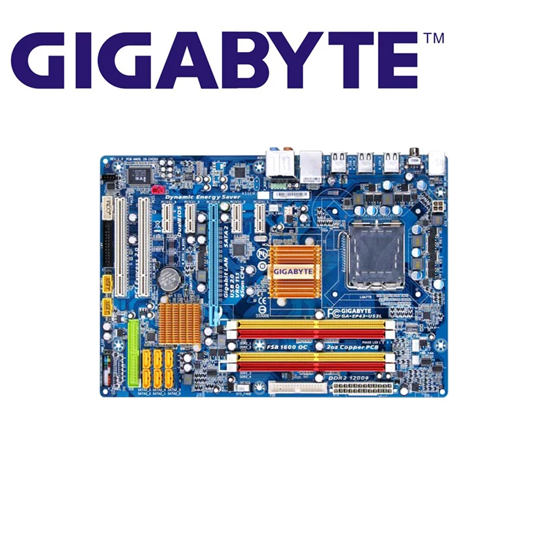 LGA 775 DDR2 для Intel P43 б/у Gigabyt GA-EP43-US3L 100% оригинальная материнская плата настольного