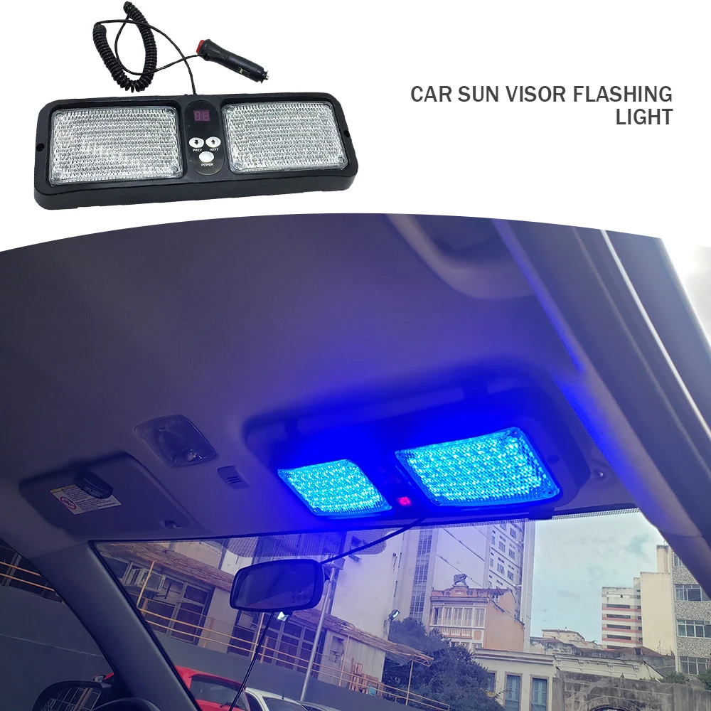 

RCL Red Blue 86 LED Sun Visor Emergency Strobe Lights 12 Flash Modes Hazard Police Warning Light For Law Enforcement Vehicle New
