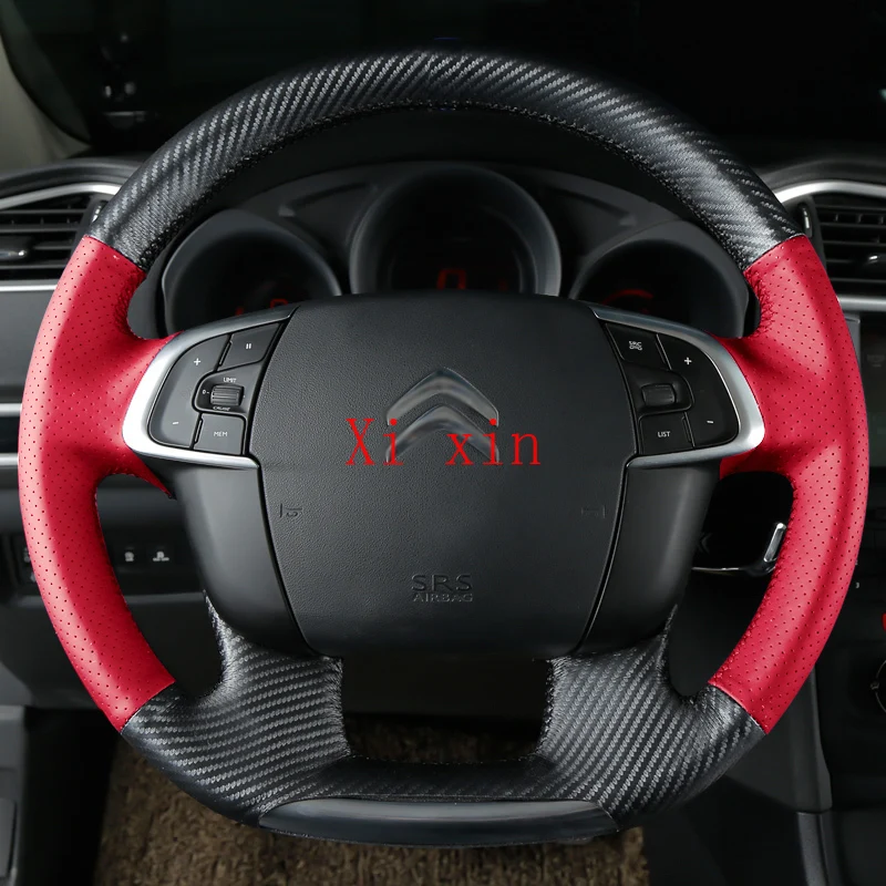 

For Citroen C-Quatre c2 c4l c-Elysee c6 c5 c3 -xr DIY custom leather hand-sewn special car steering wheel cover