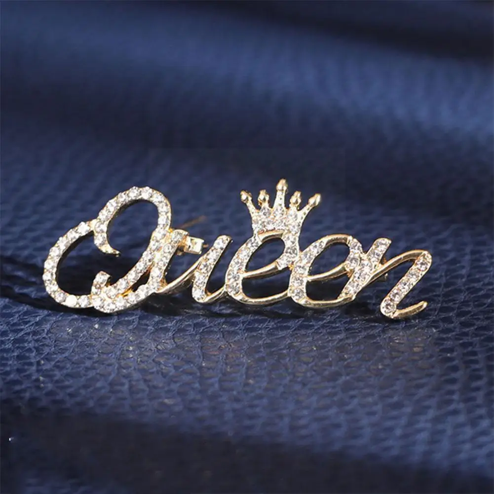 

Fashion Queen Brooches For Women 2-color Crown Letters Pary Office Brooch Pins Gifts Women's Brooches H6p2