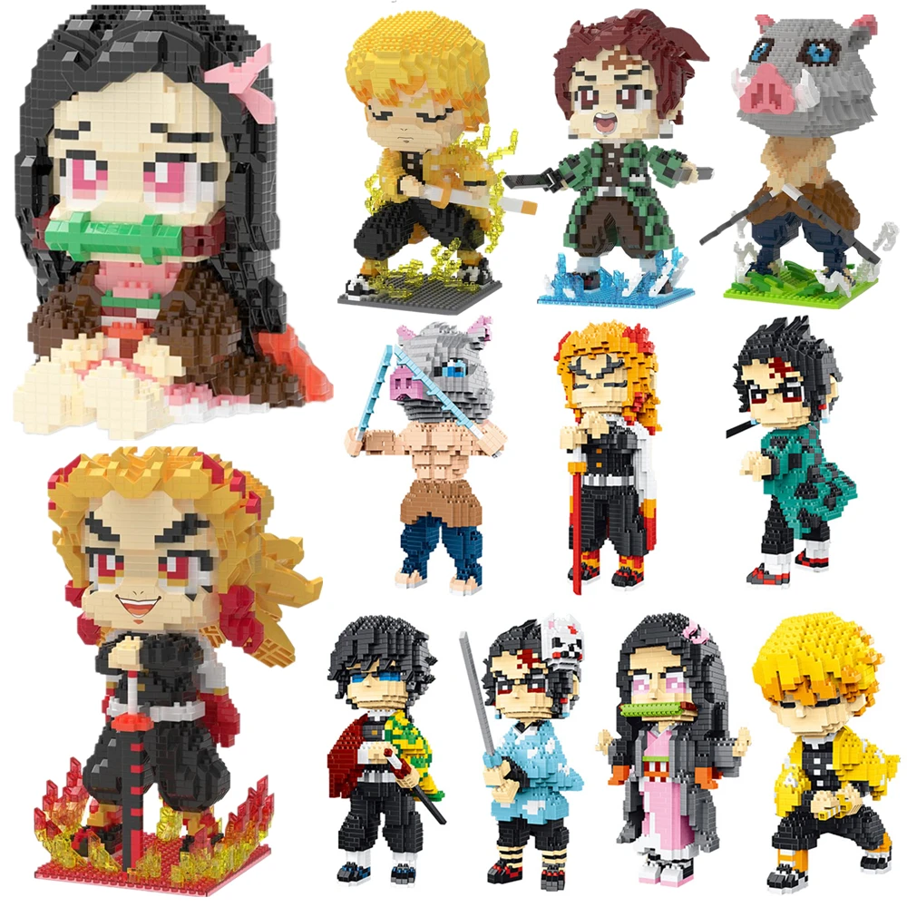 

New Anime Demon Slayer Kamado Tanjirou Nezuko Action Blocks PVC Model Toys Zenitsu Figurine Inosuke Kimetsu No Yaiba Figura