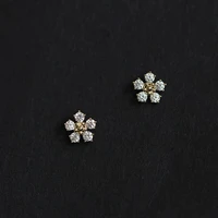 925 sterling silver earrings women small flower plating 14k gold summer beach casual jewelry gift