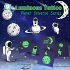 Маленькая светящаяся поддельная Татуировка Rocooart светится в темноте серия флеш-подвеска в виде космонавта и планеты Милая Водонепроницаемая наклейка для мальчиков