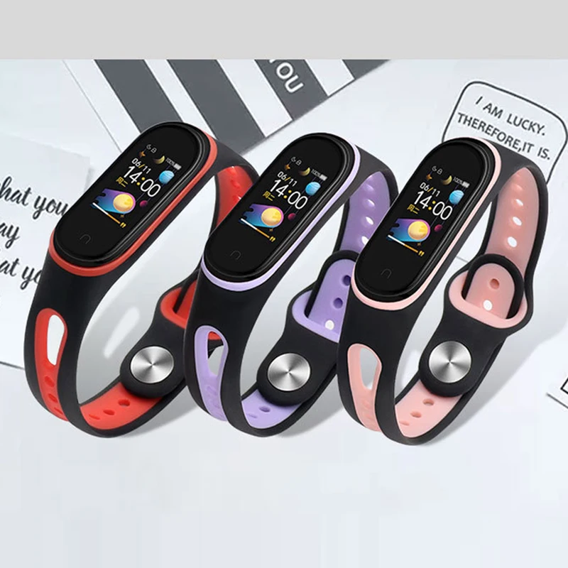 

Cellacity Wristband Suitable for MI Bracelet 4 Wristband Silicone Straps Dual Color UShaped Watch NFC Universal Replacement 2020