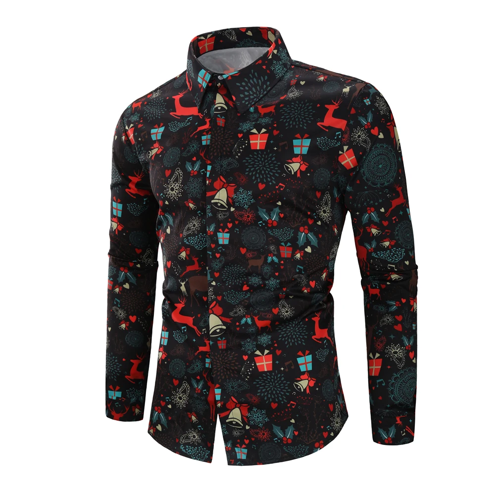 

New men's shirt Santa Claus 3D printed long-sleeved shirt