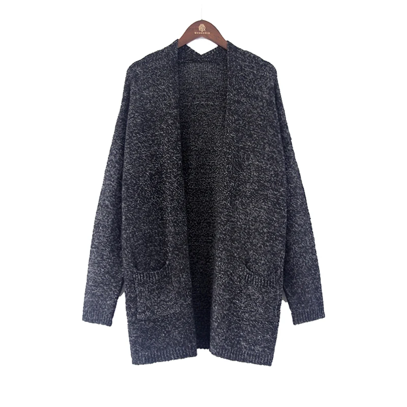 Phi Star European stand autumn winter sweater cardigan coat female long section sleeve large pocket women |