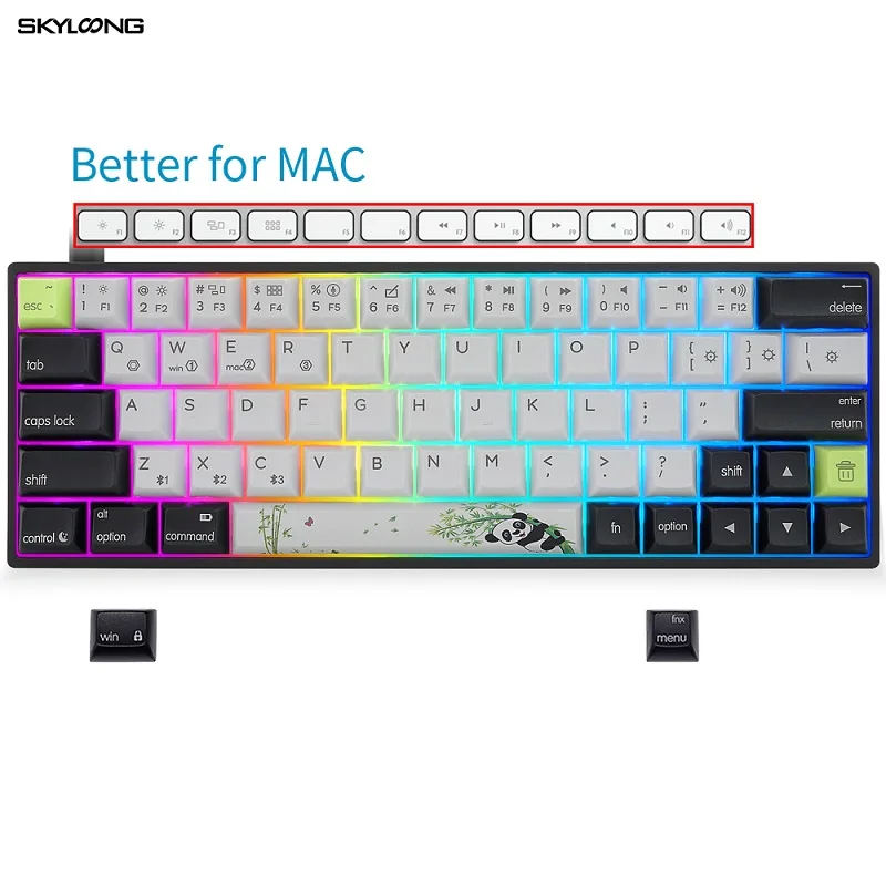 

Skyloong Mechanical Keyboard AK64 Panda Hot Swap Gateron Yellow Switch PBT Keycaps Teclado Gamer Keyboard For Mac/Desktop/Laptop
