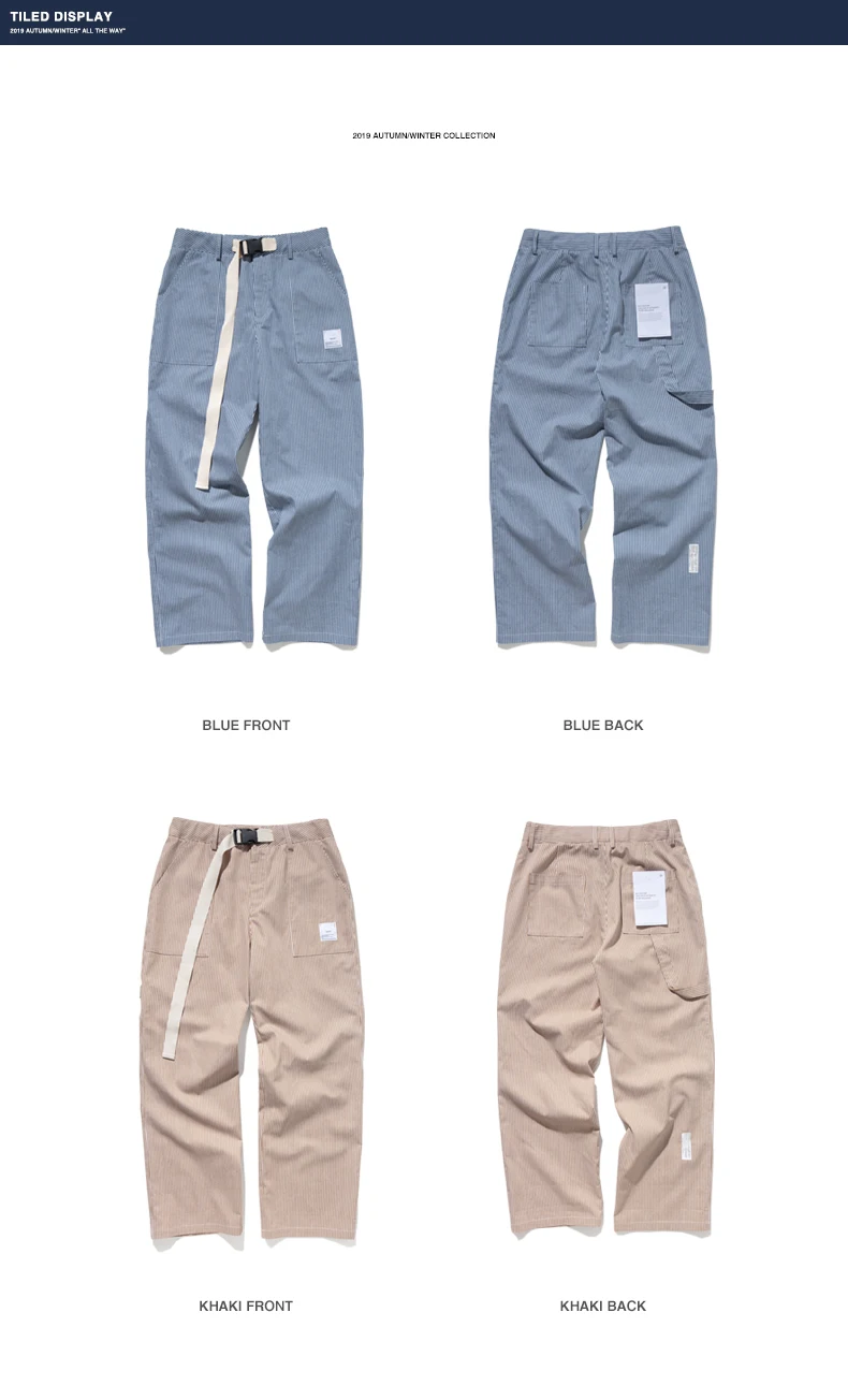 INFLATION Men Casual Pants Winter Streetwear Old Fashion Stripe Pants Straight Elastic Waist Casual Stripe Men Pants 93421W