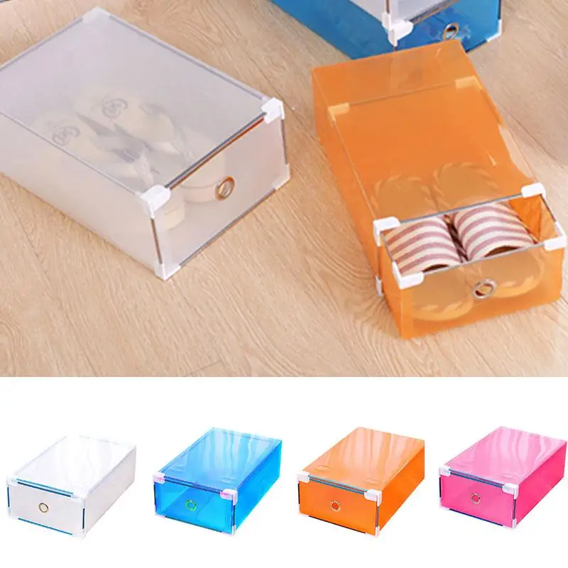 

Foldable Box Plastic Shoe Box Shoes Storage Box Transparent Portable Useful Stackable Multifunctional Household Supplies