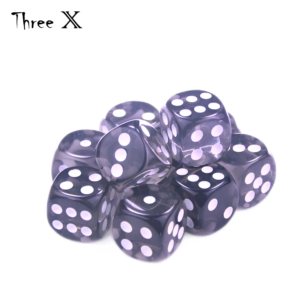 10 шт. шестисторонние кубики 16 мм стандартные твердые игральные кости прозрачный