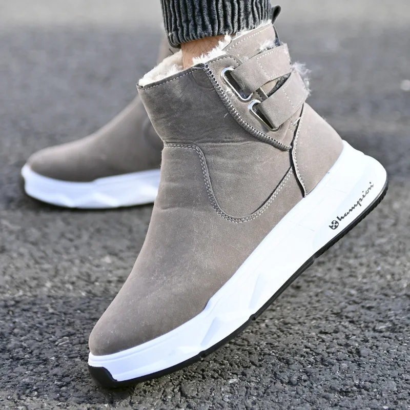 Men Winter High Top Chunky Sneakers Casual Walking Comfortable PU Leather Snow Warm Anti-slip Flats Shoes Platform Bottines