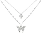 Новое блестящее ожерелье с бабочкой, женское изысканное Двухслойное ожерелье с цепочкой до ключиц, ювелирные изделия для женщин в подарок